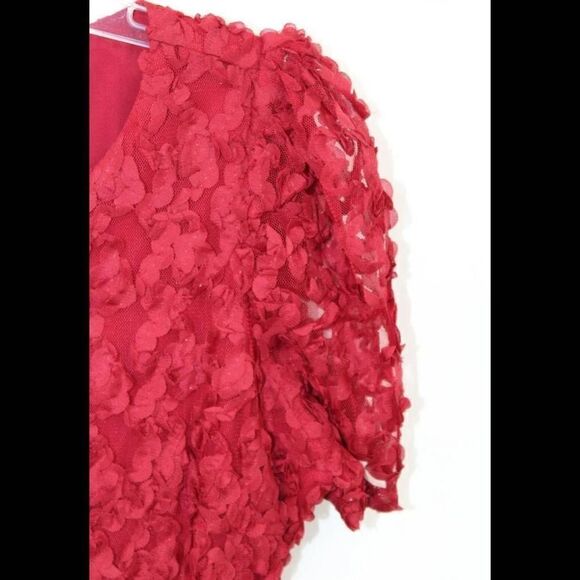 Lulus Sheath Dress Womens Size M Red Floral Lace Overlay - Picture 4 of 7